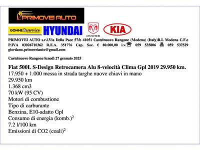 Fiat 500L 1.4 T-Jet 120 CV GPL S-Design Nero usata Castelnuovo Rangone