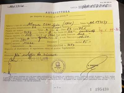 Alfa Romeo 2600 Spider completa di Hard top omologata ASI Rosso usata PESARO