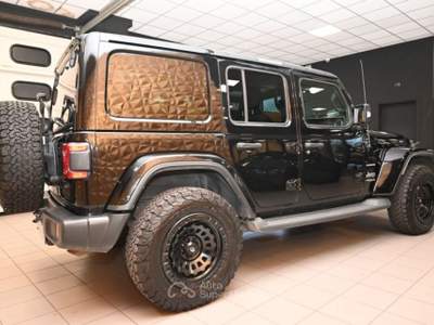 Jeep Wrangler UNLIMITED 2.0TURBO SAHARA TET.NAVI CAM BUMPER FULL Nero usata Brescia