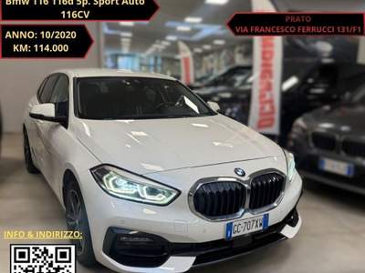 BMW Serie 1 116d 116 116d 5p. Sport Auto 116CV Ok Neopatentati Bianco usata Prato
