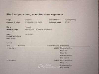 Peugeot 3008 Hybrid 225 e-EAT8 Allure Pack Grigio usata Torino