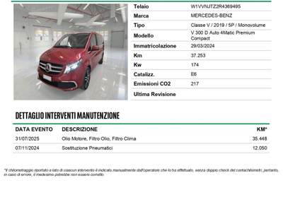 Mercedes-Benz Classe V D Premium 4Matic 9G-Tronic Plus Compact 8 posti Netto IVA Nero usata Riese Pio X