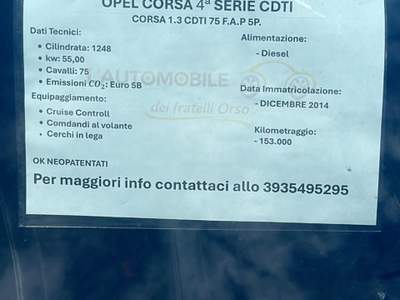 Opel Corsa unico proprietario Nero usata Mondolfo